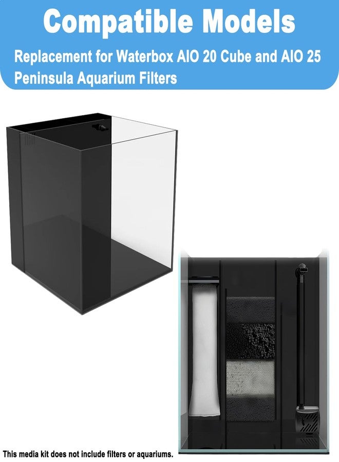beaufan 14 PCS Filter Media Maintenance Set Replacement for Waterbox AIO 20 CUBE and AIO 25 PENINSULA Aquarium Filters, Includes 2.75 Inch Filter Socks, Carbon Pellets, Ceramic Rings, AIO Filter Sponges - Image 3